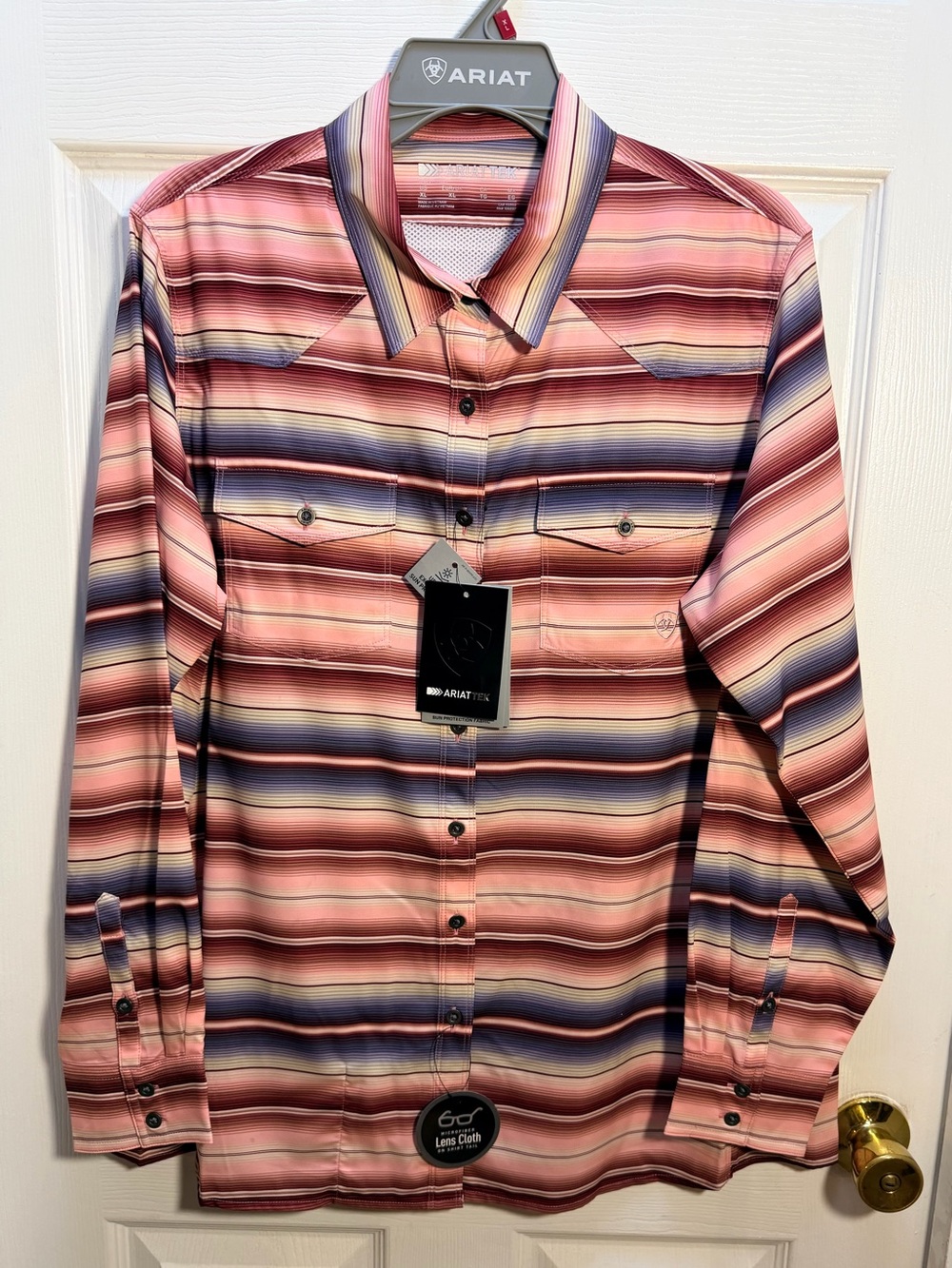 Ariat Pink and Blue Striped Western Button-Down Shirt